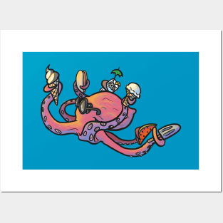 Beachin Summer Octopus Posters and Art